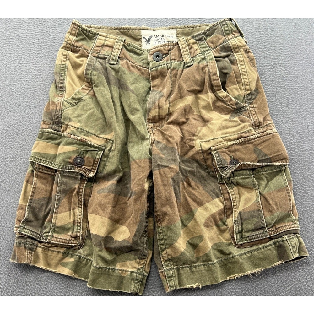 VTG American Eagle Outfitters Shorts Mens 28 Camo Cargo Classic Length Green